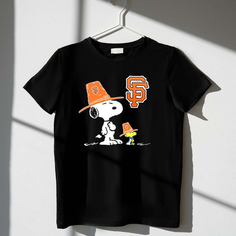 San Francisco Giants Snoopy Woodstock Thanksgiving Hat T Shirt t shirt 1 1