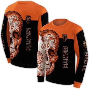 San Francisco Giants Sugar Skull All-Over Print Sweatshirt For Fans