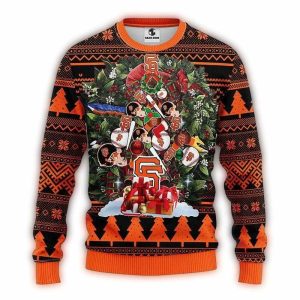 San Francisco Giants Christmas Ugly Sweater With Tree Symbol Design
