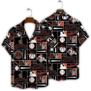 Vintage San Francisco Giants Hawaiian Shirt With Baseball Patch Design