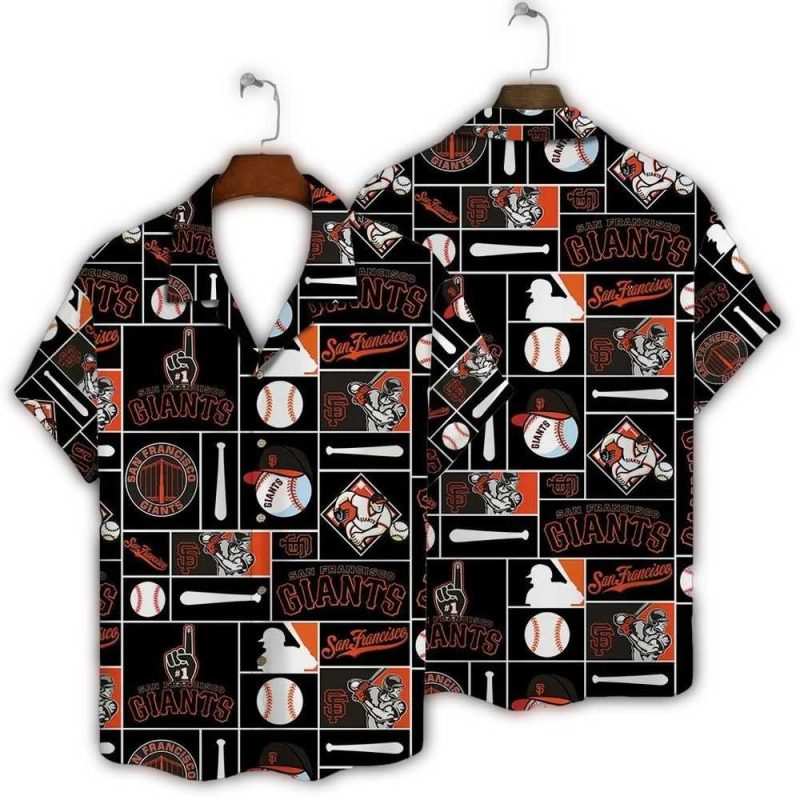 San Francisco Giants Vintage Baseball Patch Hawaiian Shirt 1