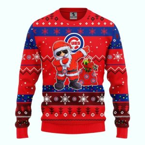 Santa Claus Dabbing Chicago Cubs Merry Christmas Ugly Sweater