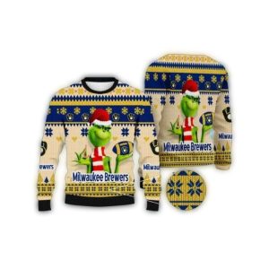 Santa Grinch Milwaukee Brewers Ugly Sweater