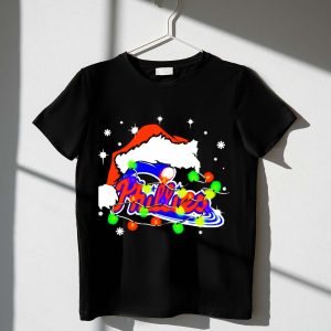 Philadelphia Phillies Santa Hat T-Shirt – Perfect Holiday Tee for Fans