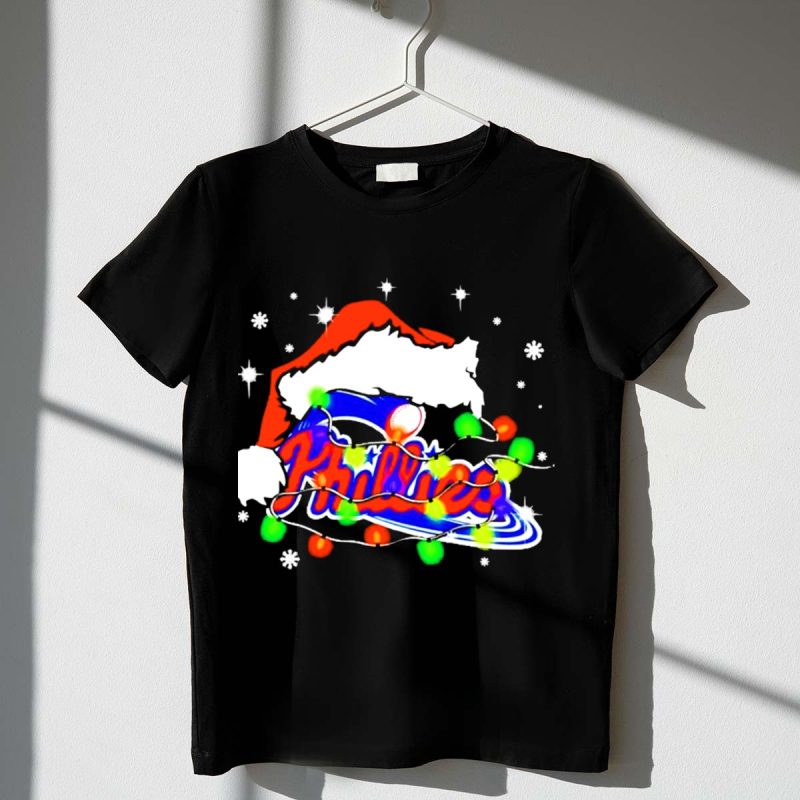 Philadelphia Phillies Santa Hat T-Shirt – Perfect Holiday Tee for Fans