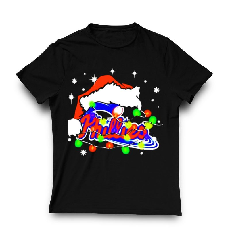 Philadelphia Phillies Santa Hat T-Shirt – Perfect Holiday Tee for Fans - Image 3