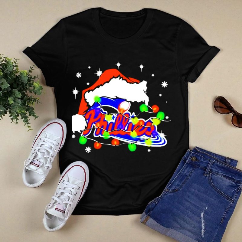 Philadelphia Phillies Santa Hat T-Shirt – Perfect Holiday Tee for Fans - Image 5