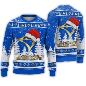 Santa Hat Toronto Blue Jays Blue Christmas Ugly Sweater