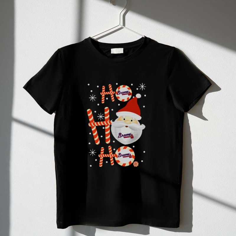 Santa Ho Ho Ho Atlanta Braves Christmas Baseball Fan T-Shirt
