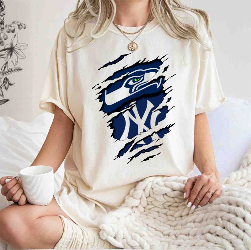 Seahawks Yankees Logo Fusion T Shirt t shirt 1 1