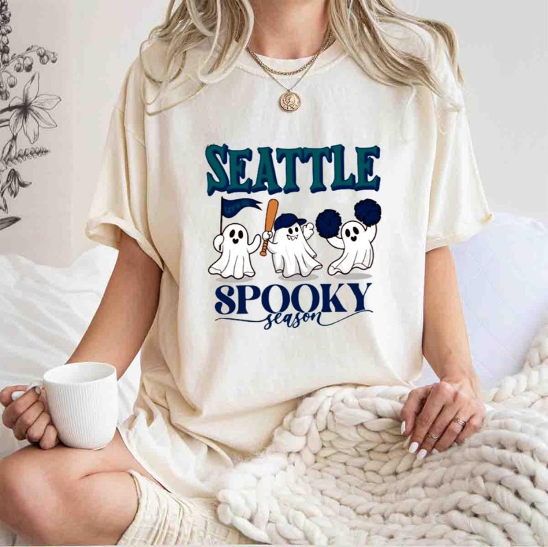 Seattle Baseball Cute Spooky Season Ghost Shirt t shirt 1 1