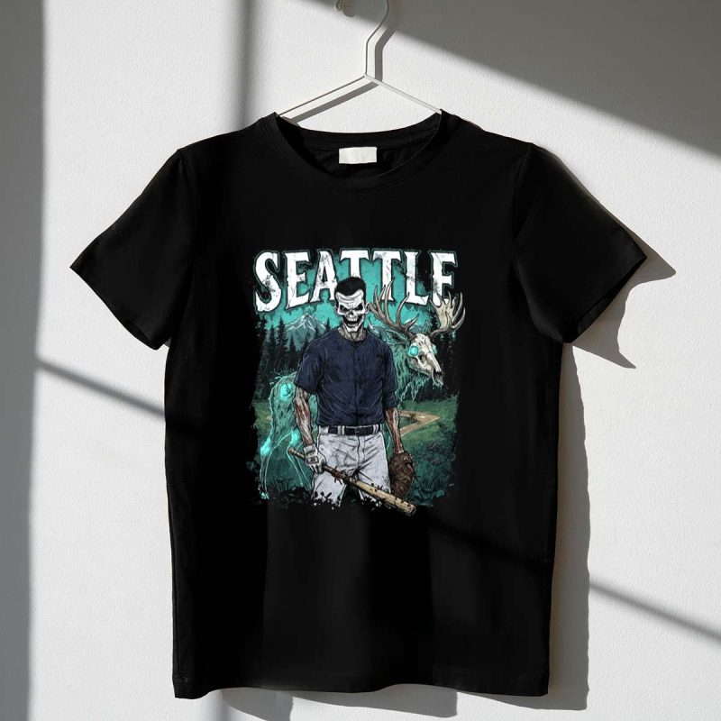 Seattle Baseball Skeleton Halloween Shirt t shirt 1 1