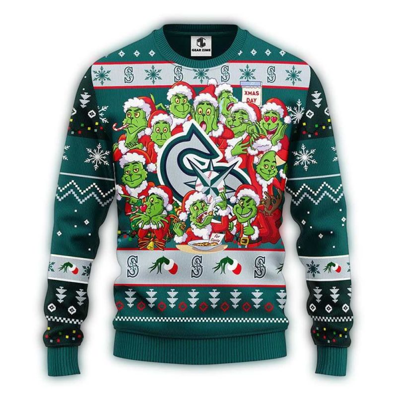 Seattle Mariners 12 Grinch Xmas Day Christmas Ugly Sweater 1