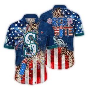 Seattle Mariners 4Th Of July Red And White Hawaiian Shirt For Men