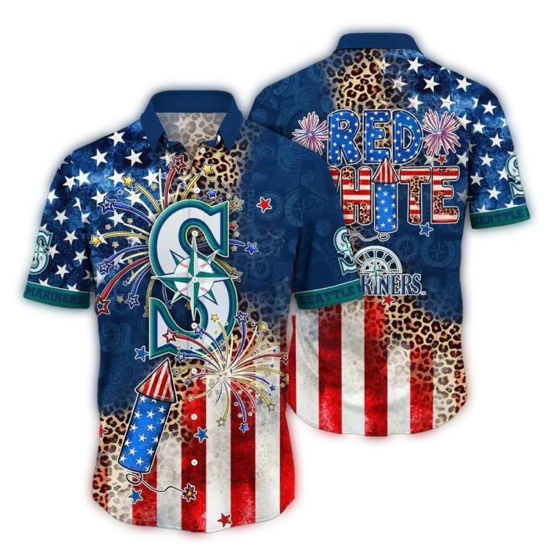 Seattle Mariners 4Th Of July Red White Hawaiian Shirt 1