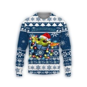 Seattle Mariners Baby Yoda Star Wars Christmas Ugly Sweater For Kids