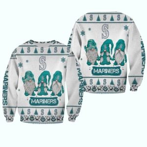 Seattle Mariners Christmas Gnomes Ugly Sweater - White Holiday Apparel