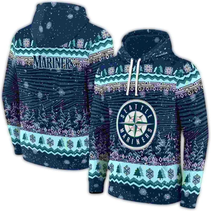 Seattle Mariners Christmas Trees AOP Hoodie 1