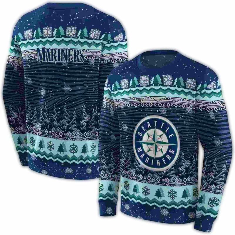 Seattle Mariners Christmas Trees AOP Sweatshirt 1
