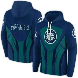 Seattle Mariners Concentric Lines All Over Print Hoodie