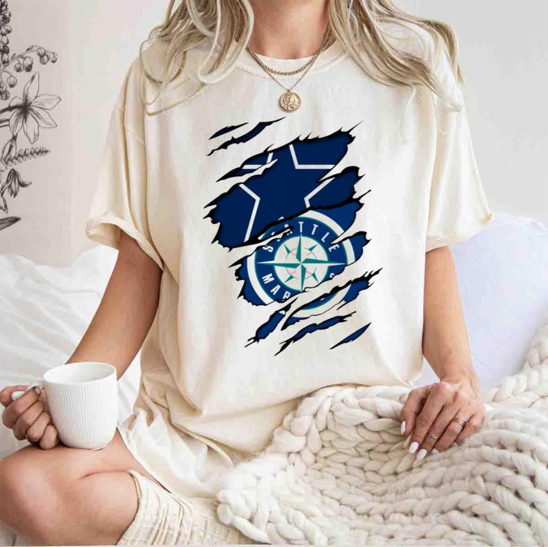 Seattle Mariners Cowboys Star Ripped T Shirt t shirt 1 1