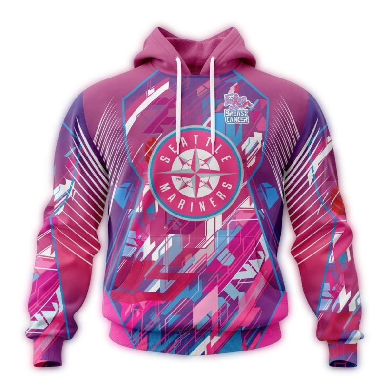 Seattle Mariners Fearless Against Breast Cancer AOP Hoodie 1