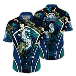 Seattle Mariners Floral Leaf Pattern Hawaiian Shirt For Men & Women