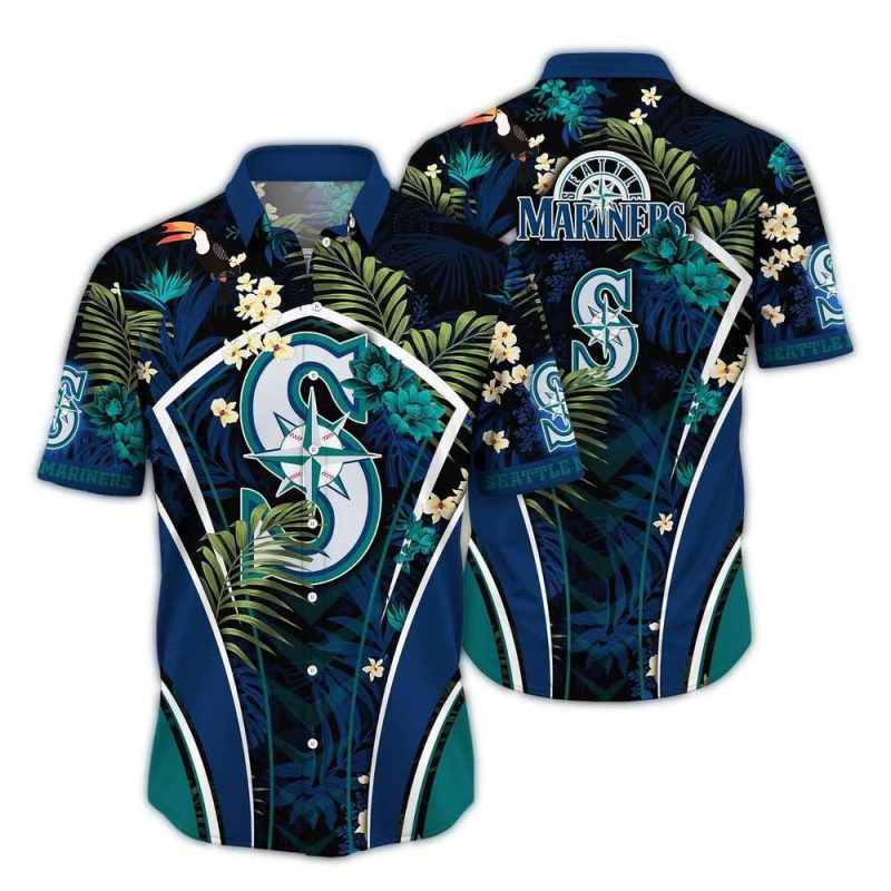 Seattle Mariners Floral Leafs Pattern Hawaiian Shirt 1