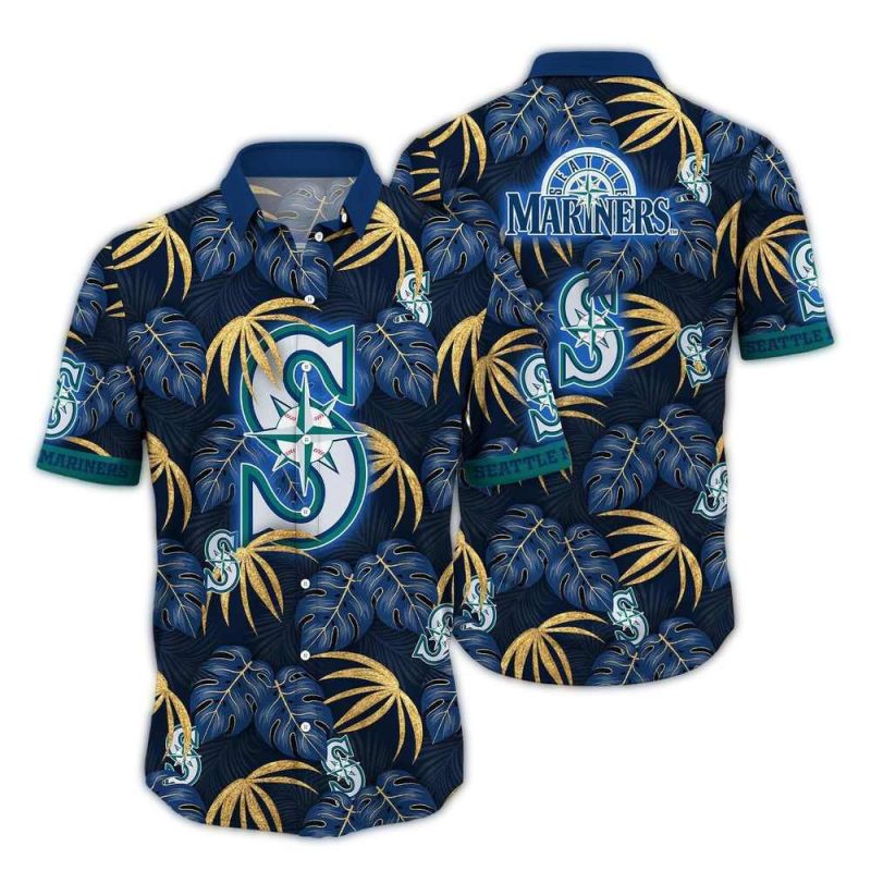 Seattle Mariners Floral Leafs Pattern Retro Hawaiian Shirt 1