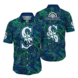 Vintage Seattle Mariners Floral Leaf Hawaiian Shirt For Men