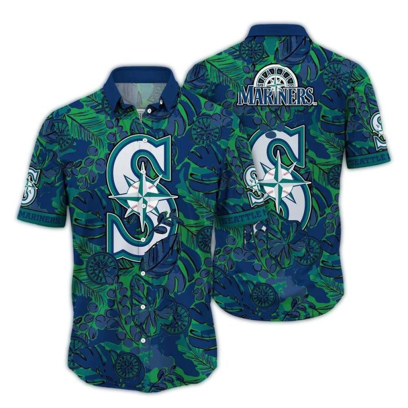 Seattle Mariners Floral Leafs Pattern Vintage Hawaiian Shirt 1