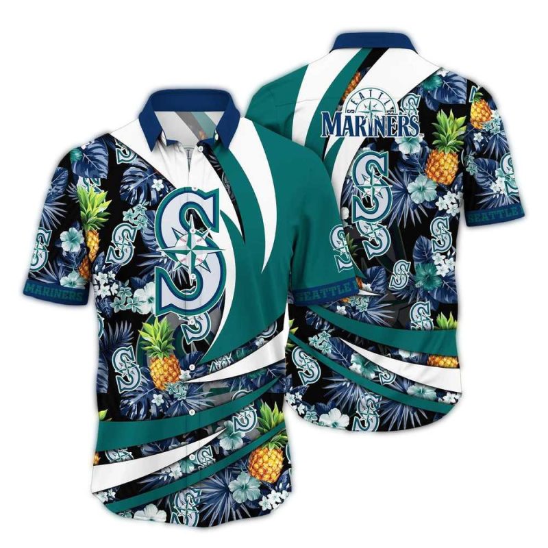 Seattle Mariners Floral Pineapple Flower Pattern Hawaiian Shirt 1