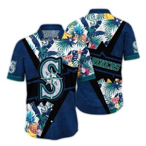 Seattle Mariners Floral Pineapple Leaf Hawaiian Shirt - Tropical Style