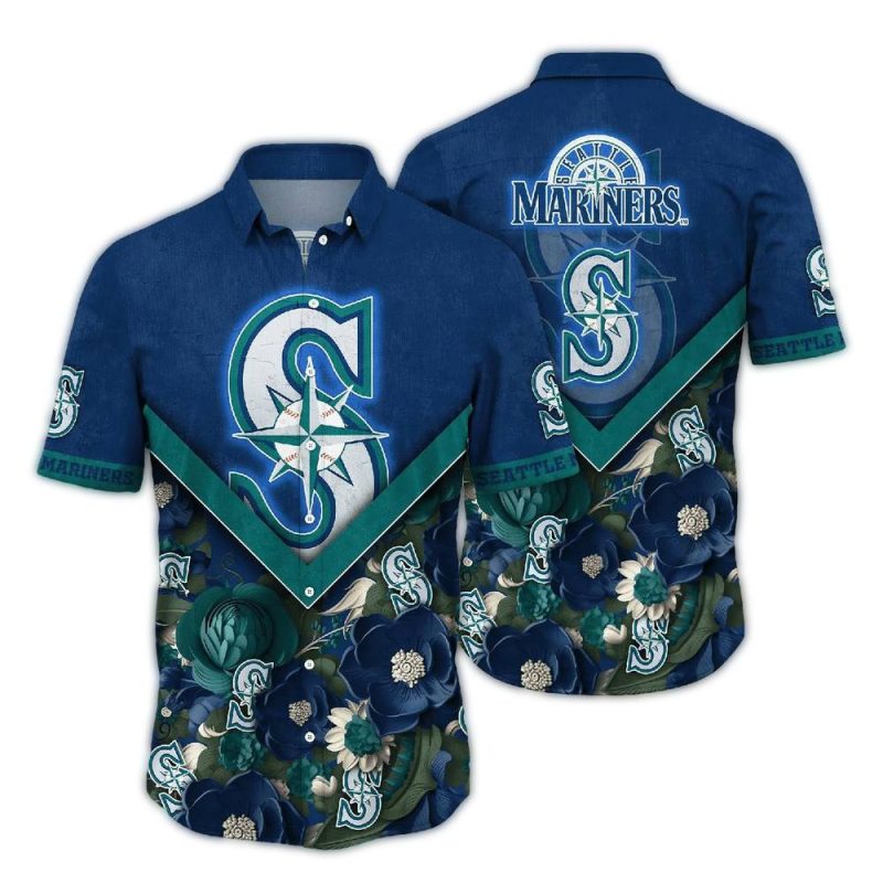 Seattle Mariners Flower Blossom Tropical Hawaiian Shirt 1