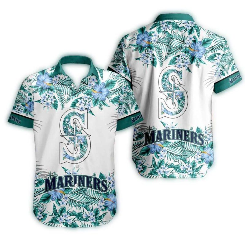 Seattle Mariners Flower Leafs Pattern Hawaiian Shirt 1