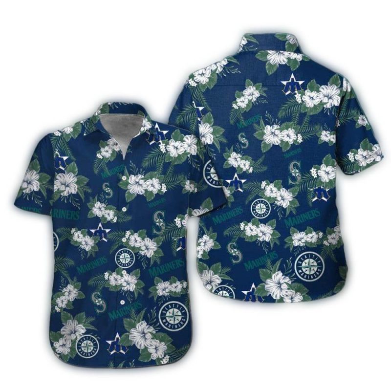 Seattle Mariners Flower Pattern Hawaiian Shirt 1