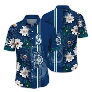 Seattle Mariners Floral Stripe Funny Hawaiian Shirt For Men