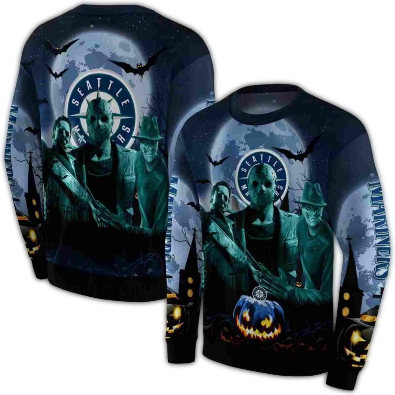 Seattle Mariners Friends Horror Halloween Vibes AOP Sweatshirt 1