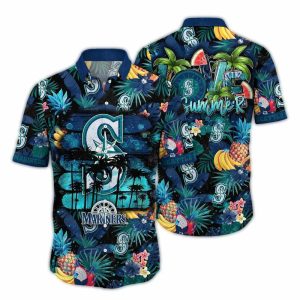 Seattle Mariners Tropical Hawaiian Shirt With Fruit And Coconut Print