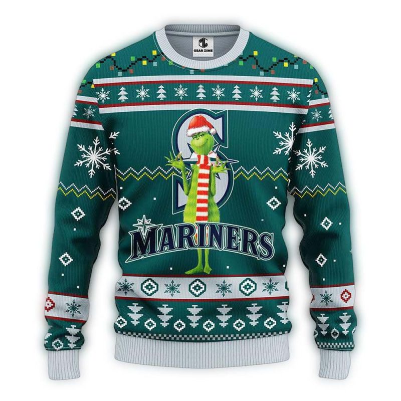 Seattle Mariners Funny Grinch Christmas Ugly Sweater 1