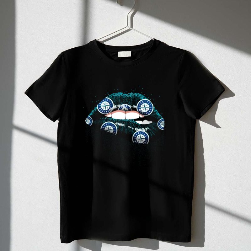 Seattle Mariners Glitter Lips Fan Art with Team T Shirt t shirt 1 1