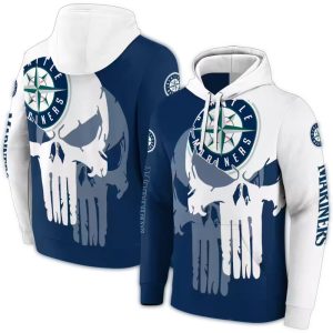 Seattle Mariners Graphic Punisher Skull All Over Print Hoodie