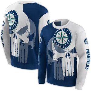 Seattle Mariners Graphic Punisher Skull All Over Print Sweatshirt