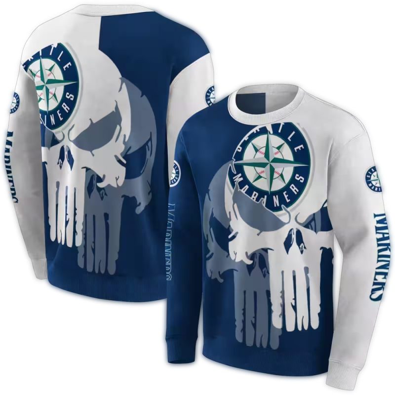 Seattle Mariners Graphic Punisher Skull AOP Sweatshirt 1