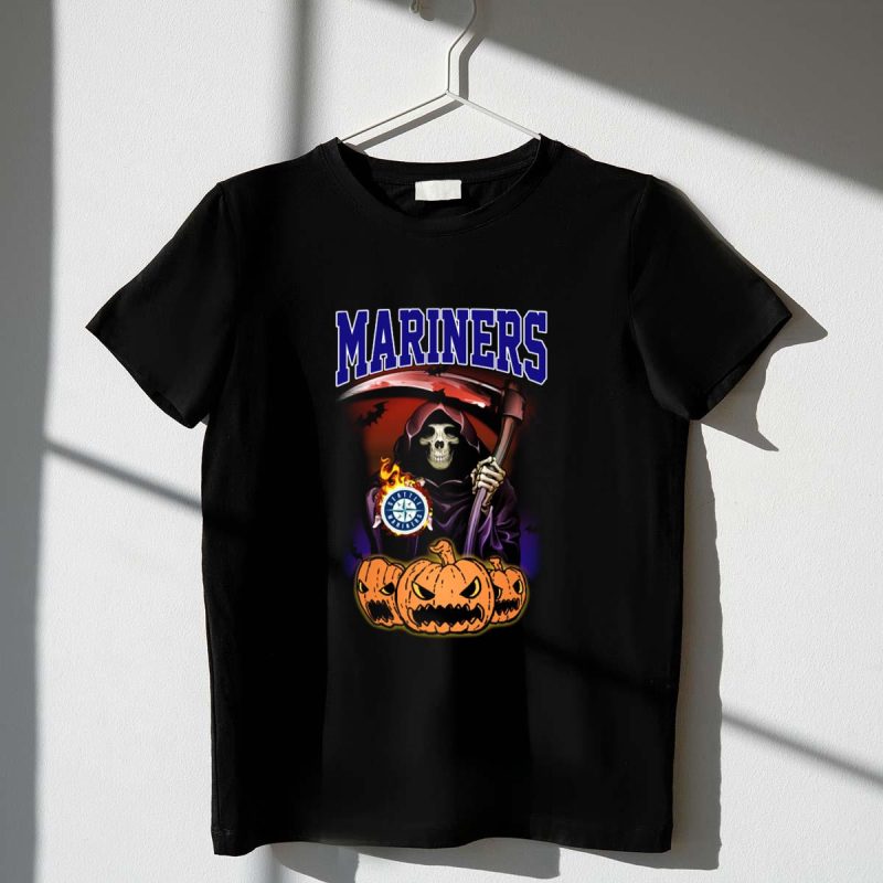 Seattle Mariners Grim Reaper Halloween Pumpkins T Shirt t shirt 1 1