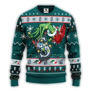 Seattle Mariners Grinch Light Christmas Ugly Sweater For Holiday Cheer