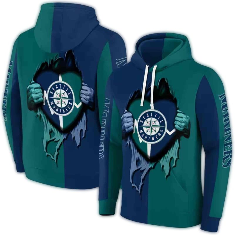 Seattle Mariners Heartbeat Graphic AOP Hoodie 1