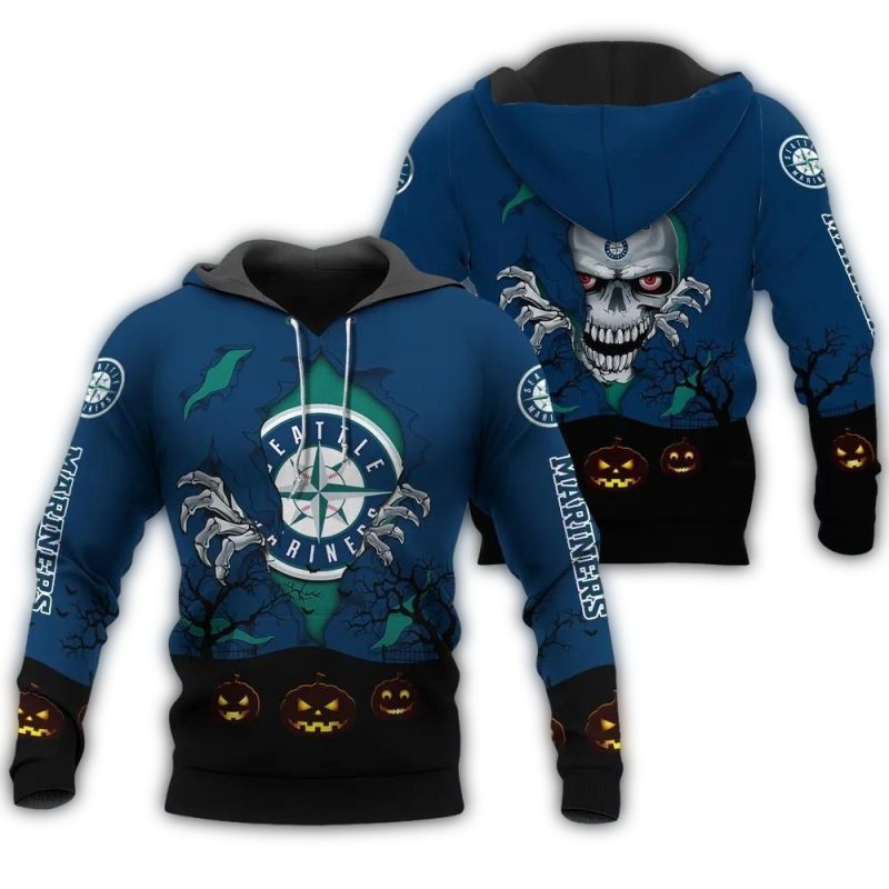 Seattle Mariners IT Halloween AOP Hoodie 1