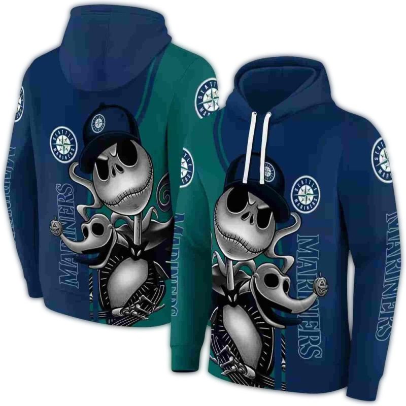 Seattle Mariners Jack Skellington AOP Hoodie 1