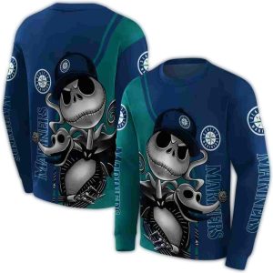 Seattle Mariners Jack Skellington All Over Print Sweatshirt